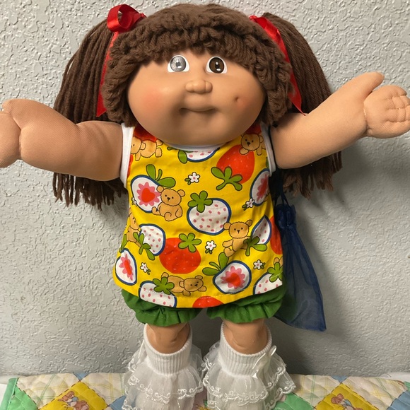 Vintage Cabbage Patch Kid Girl Hong Kong P Factory Brown Hair Head Mold #3 1984 - Picture 5 of 11